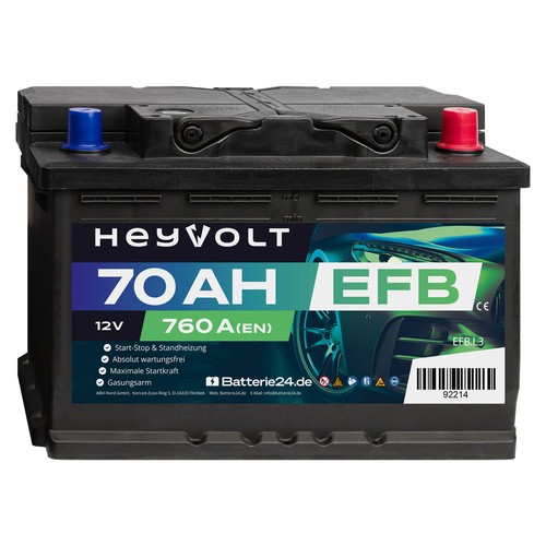Heyvolt 70ah 12v 760a efb - 12v,